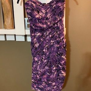 Strapless purple mini dress